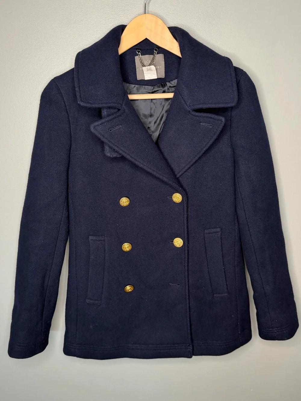 J. Crew Stadium Cloth Nello Gori Wool Classic Peacoat